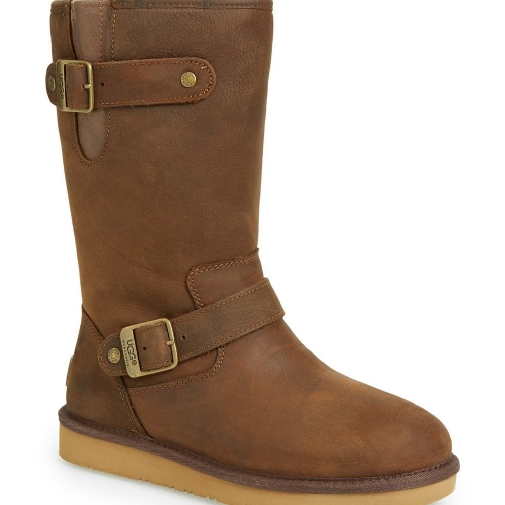 $260 UGG Australia Sutter Boot MOTO BIKER WATER RESIST SUEDE TOAST 5 (SE8)